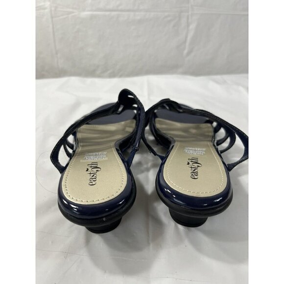 East 5th EF Eris Blue Patent Leather Slip On Open Toe Sandals Shoes size 9 - Picture 3 of 12